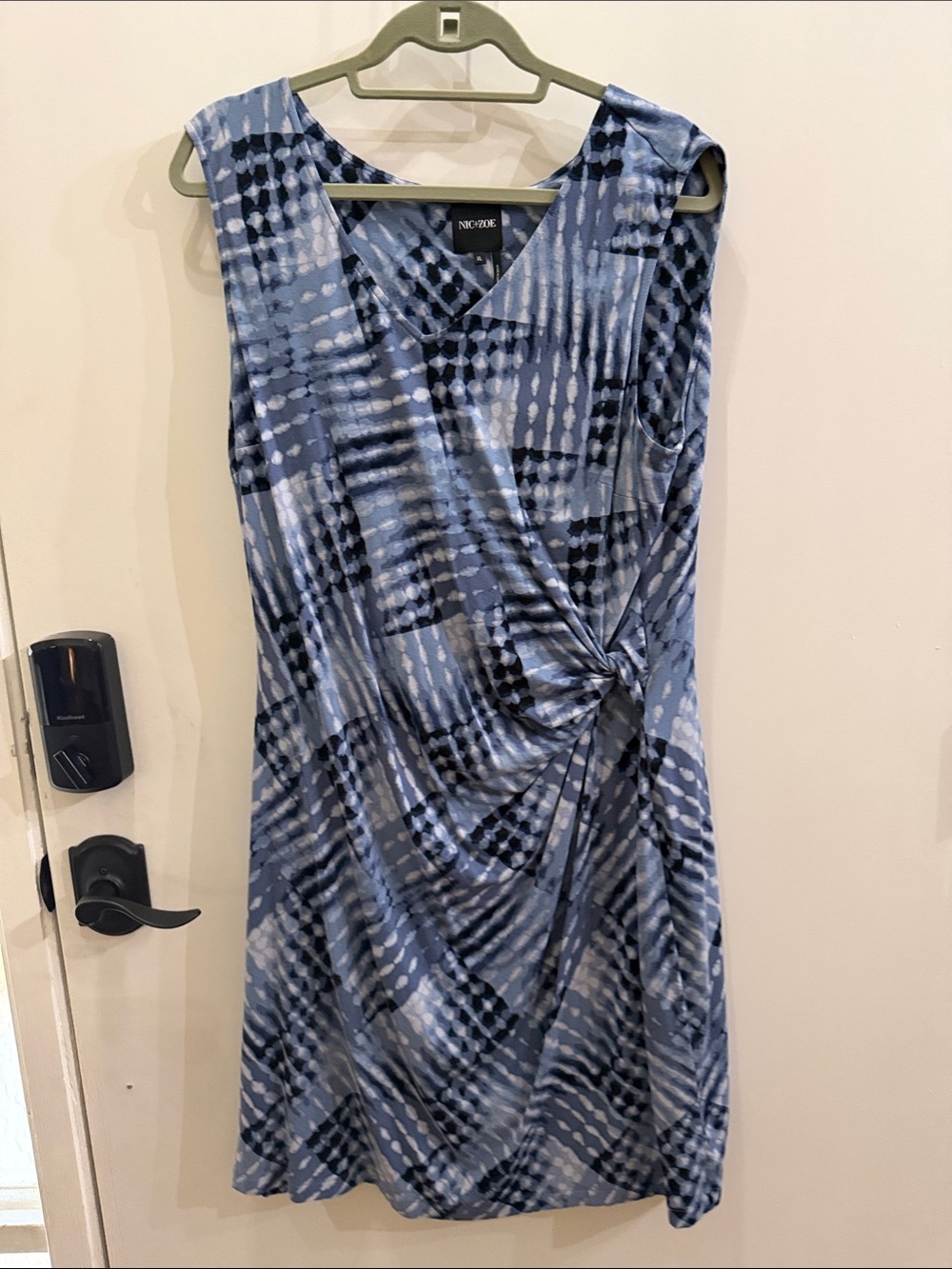 Nic + Zoe NY Collection Blue & Navy Abstract Tie-Detail Sleeveless Dress XL